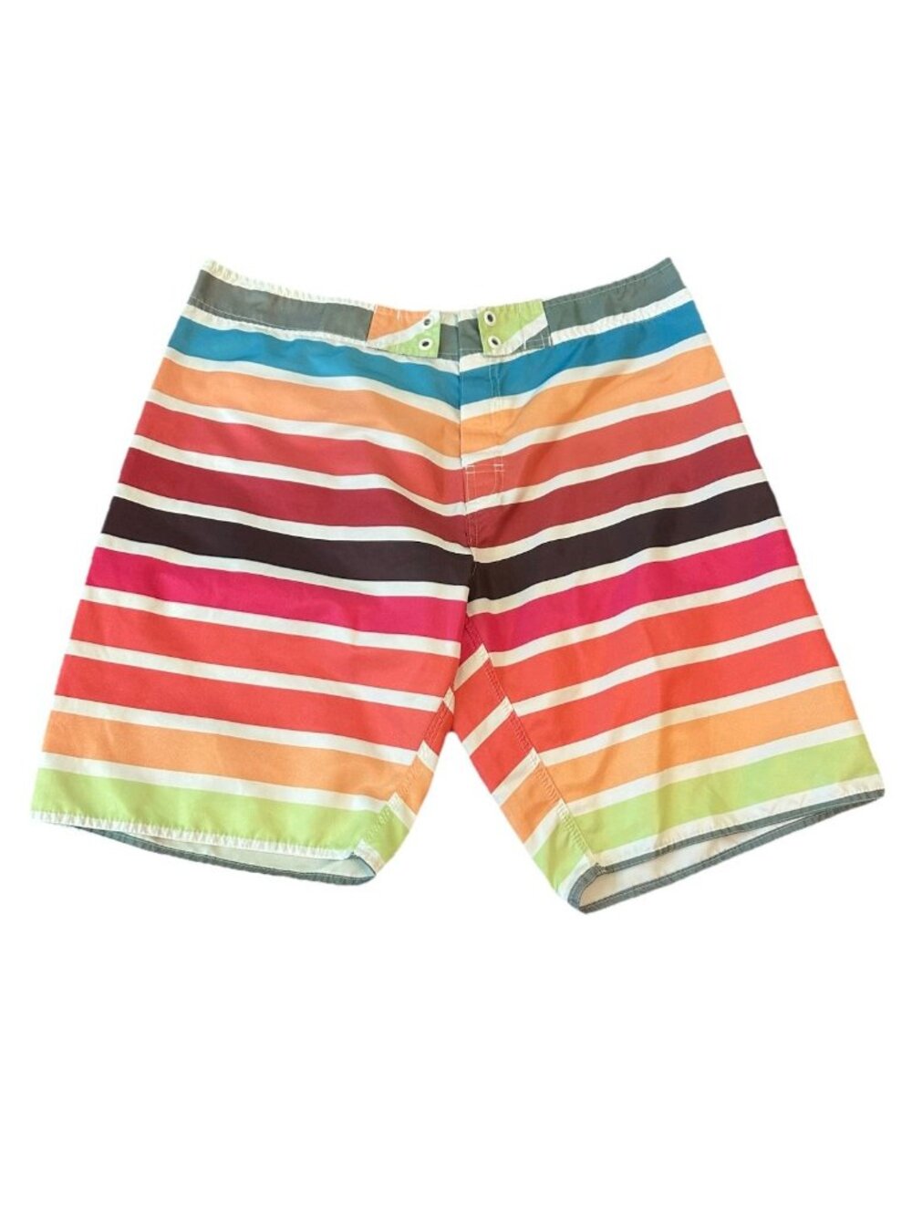 Zara Man Rainbow Striped Board Shorts Swim Trunks 32 Lace Up Surf Swimwear Beach